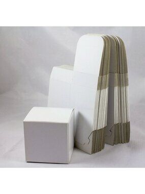 Glossy Square White Folded Gift Boxes 3x3x3" Jewelry Small Gifts Lot of 41